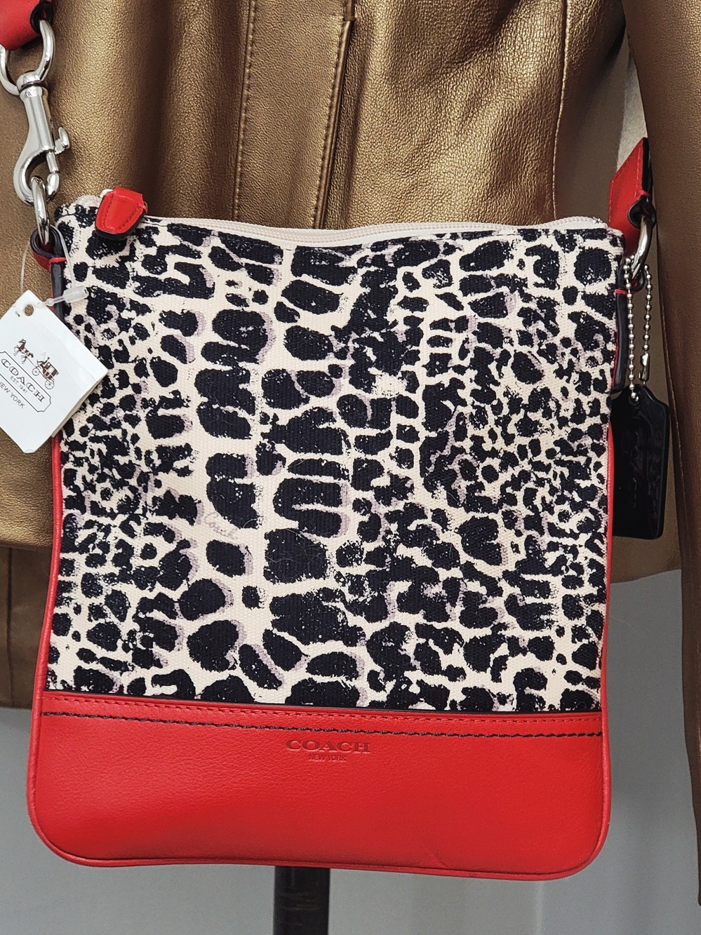 NWT COACH Legacy Ocelot Print Swingpack Crossbody Bag 48006